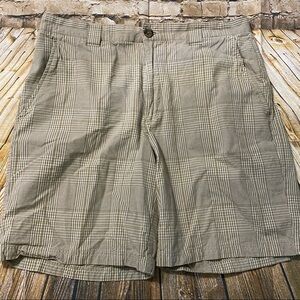 Columbia Beige Plaid Cotton Flat Front Shorts